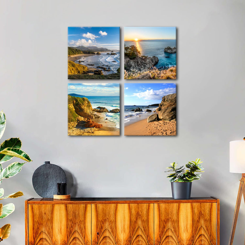 Beach Scene Canvas Wall Art Oregon Coast Landscape Pictures Ocean Sunrise Wall Decor Nautical Seascape Paintings