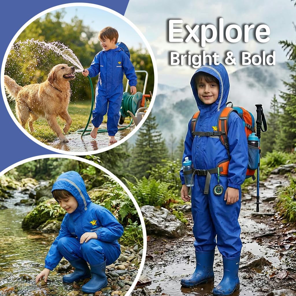 Toddler Rain Suit Waterproof Coverall One Piece Rain Suits Kids