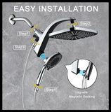 High Pressure Rain Shower Head: Upgrade Shower Heads with Handheld Spray Combo with Fixed Showerhead and 10 Sprays