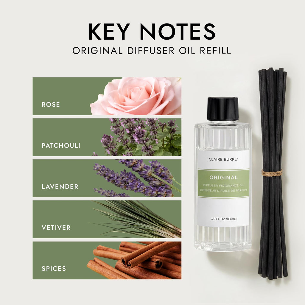 Reed Diffuser Oil Refill, Original, with 12 Reeds, 3 fl oz