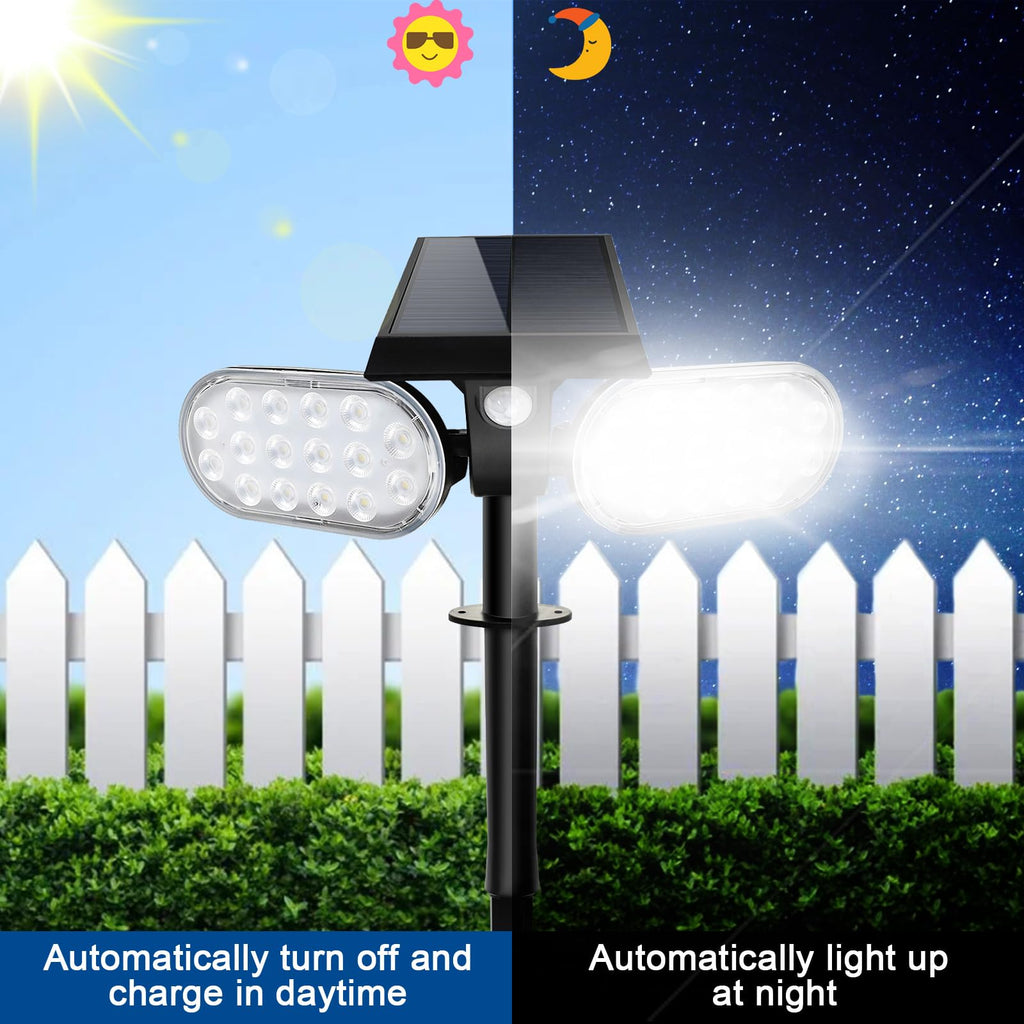 Motion Solar Lights Outdoor, Solar Floodlight, Stay On or Motion Sensor Mode, Dusk to Dawn Security Light, Landscape