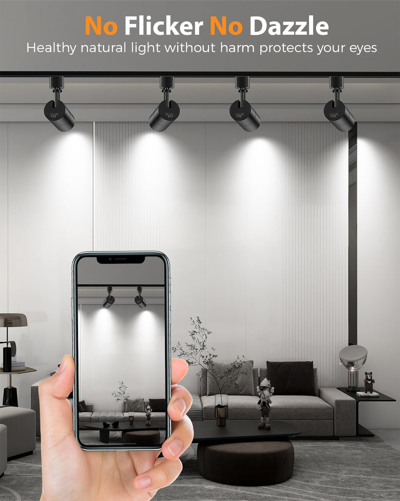 Zoomable 10W LED Track Lighting Heads H Type, Black 6 Pack