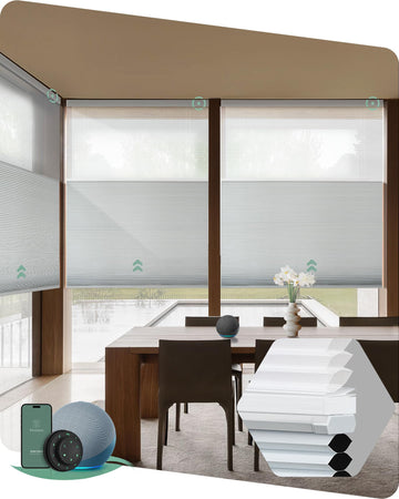 Motorized Day & Night Cellular Shade, Blackout White & Soft White