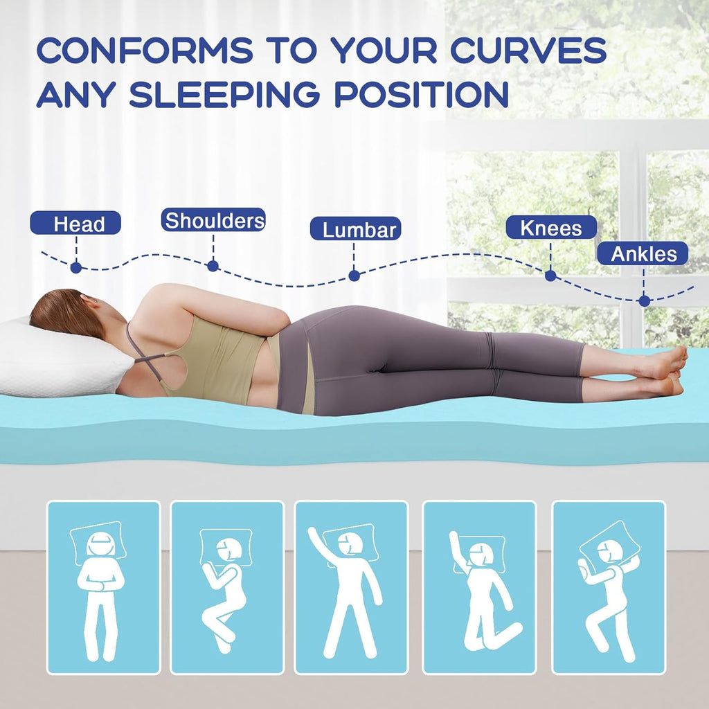 Queen Mattress Topper 3 Inch Cooling Gel Memory Foam, CertiPUR-US Certified Topper & Pad for Back Pain Relief, Soft