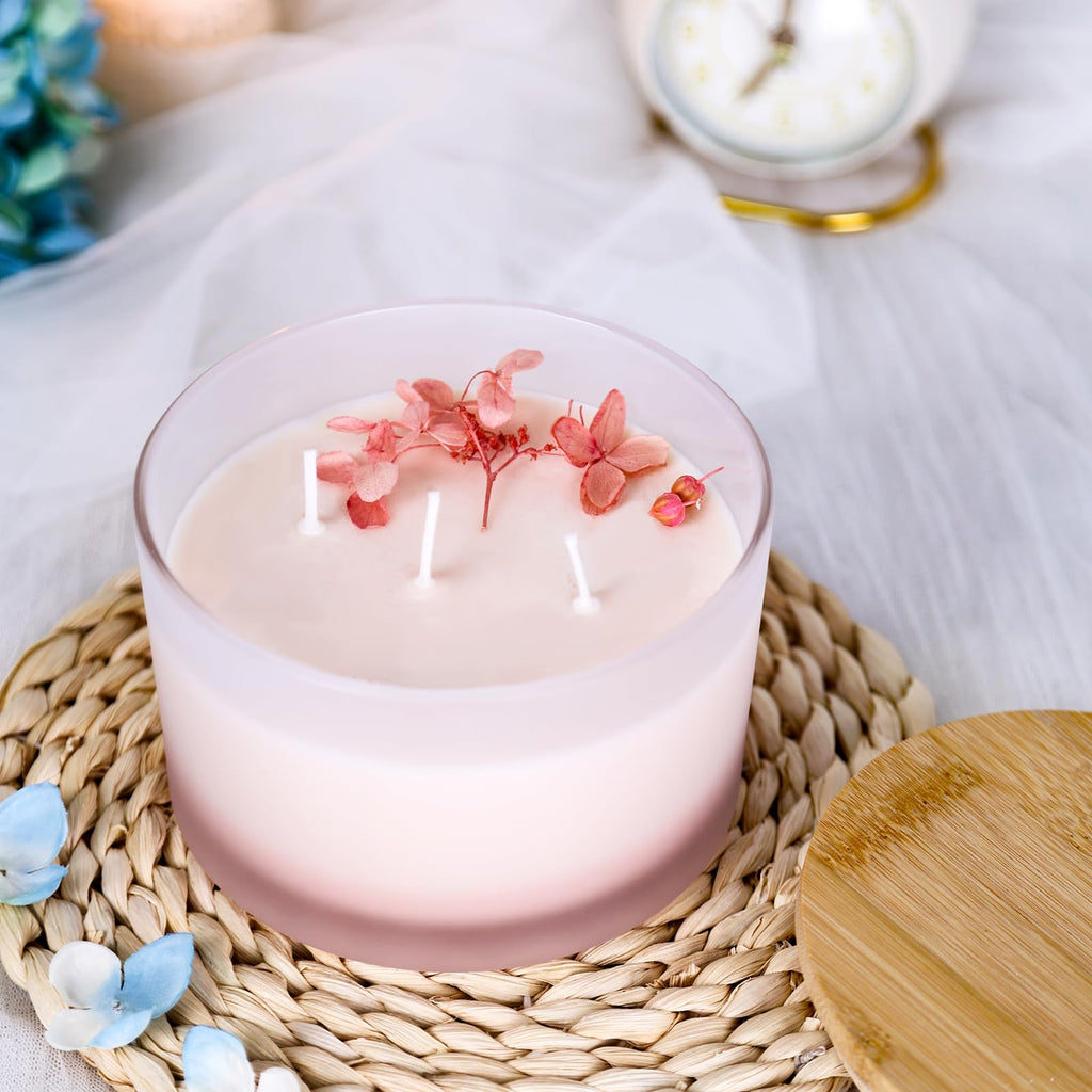 6 Pack 24oz Frosted Glass Candle Jars with Airtight Bamboo Lids