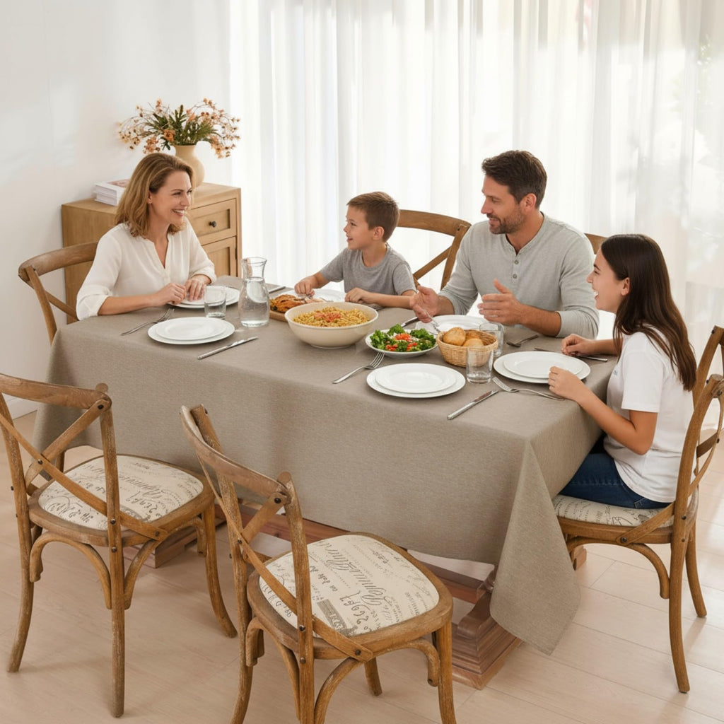 Faux Linen Tablecloths for Rectangle Tables, 2 Pack Burlap Textured Table Cloths Washable Farmhouse Table Cover Water