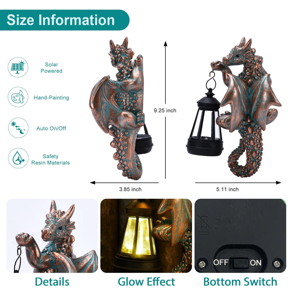 Dragon Tree Hugger Solar Lantern Garden Statue | Casa Home Living