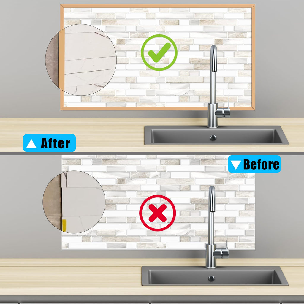 10-Pack 36 Inch Peel and Stick Aluminum Tile Trim, Decorative Kitchen Backsplash Trim Edge, Self Adhesive Tile Liner