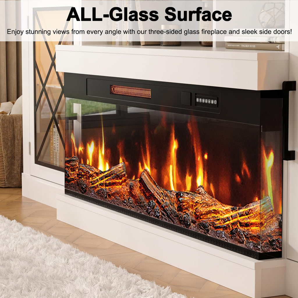 Fireplace TV Stand for TVs up to 90", 3-Sided Electric Entertainment Center with 40" LED Fireplace, Media Console