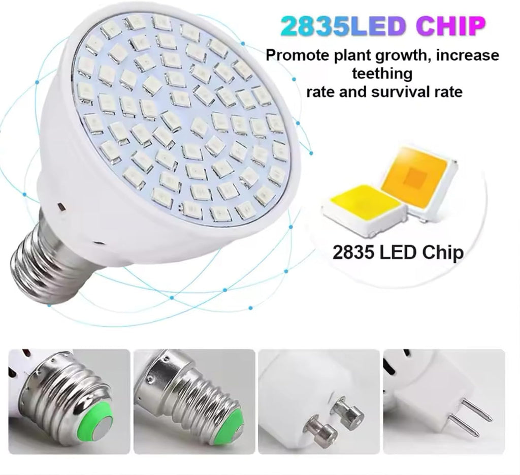 Grow Bulb E27, Full Spectrum LED Grow Light, 80LED,4 Pack