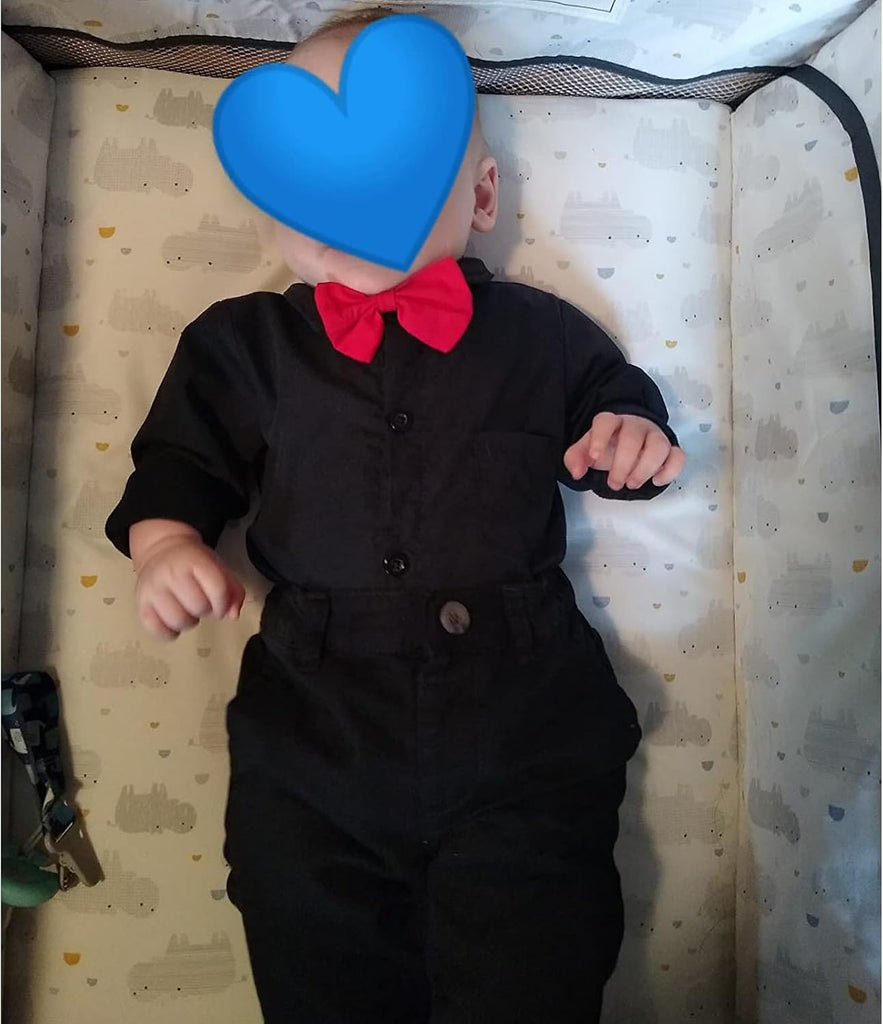 Baby Boy Dress Shirt Bodysuit Long Sleeve Button-Up Wedding