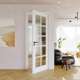 30"x80" CARB P2 Solid Core & Pre-Finished Thick SGCC Clear Glass Doors, Interior Door for Room, 10 Lite Glass Swing