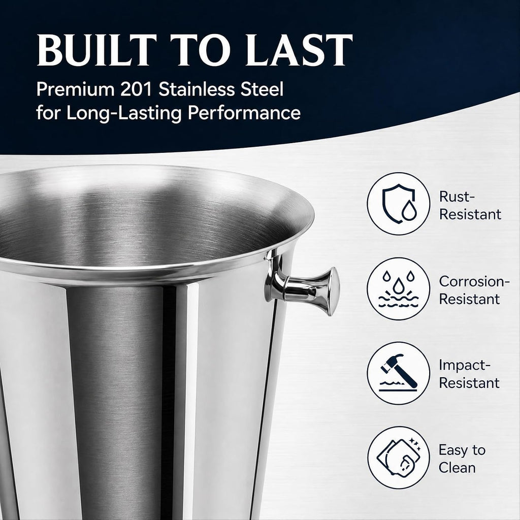 Champagne Bucket with Stand, Stainless Steel Standing Champagne Ice Bucket, Party Wine Chiller, Bucket Free Standing