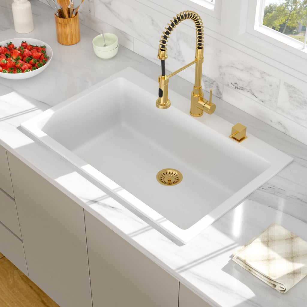 33 White Granite Composite Drop Sink