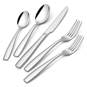 60 Pcs Heavy Duty Silverware Set for 12, Stainless Steel Flatware Set