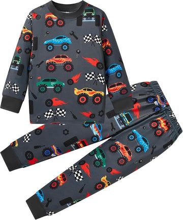 Boys 100% Cotton Pajamas for Kids 2 Piece Long Sleeve PJs Space Sleepwear for Toddler