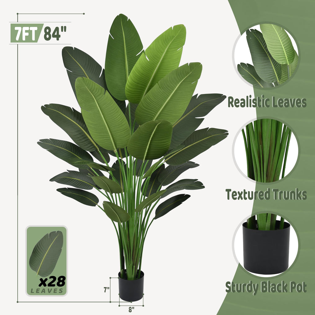 Artificial Bird of Paradise Tree 7FT with 19 Thick Matte Leaves