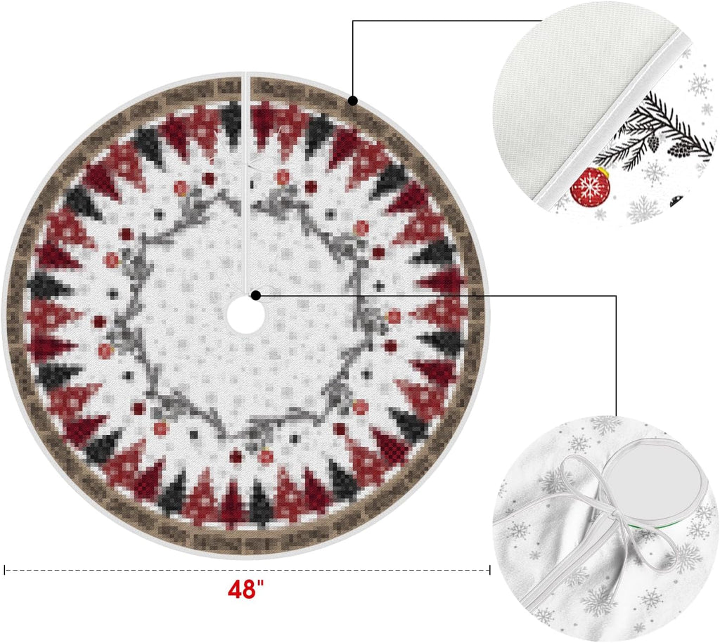 Ornaments Snowflake Merry Christmas Tree Skirt 48 Inch