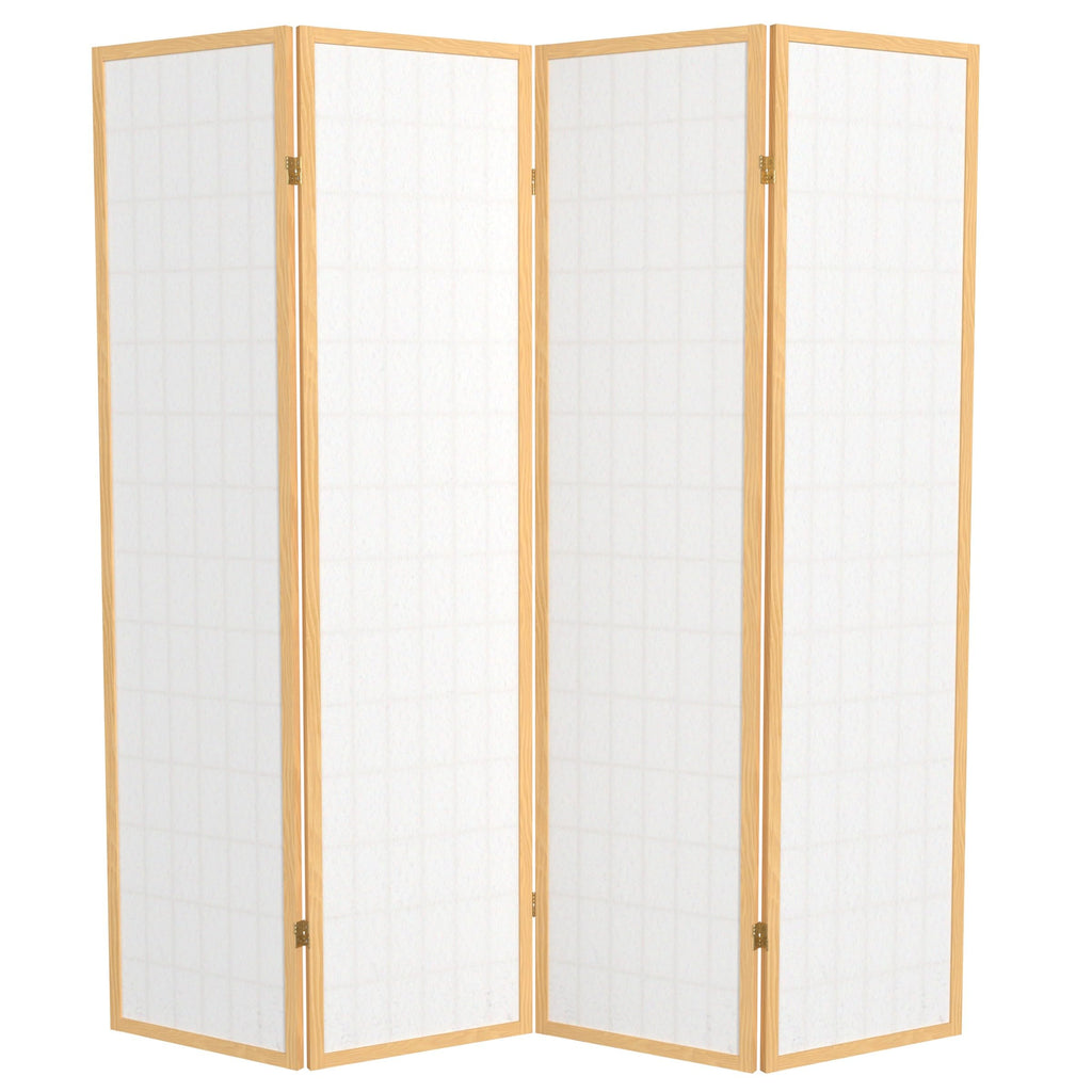 6 ft. Tall Window Pane Shoji Screen - Natural - 4 Panels