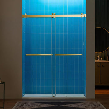 56-60" W x 80" H Frameless Double Sliding Soft-Close Shower Door
