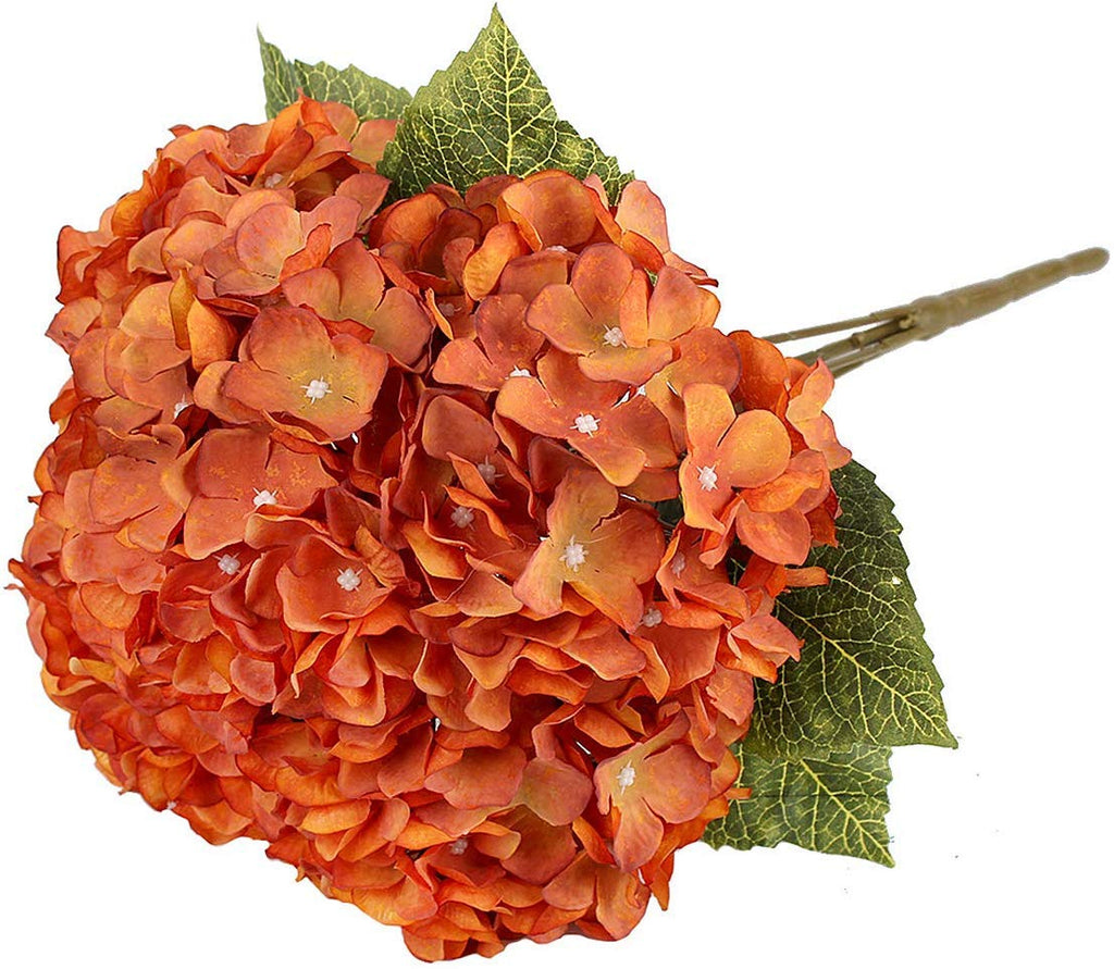 2Bouquets 20" Orange Silk Hydrangea Artificial Flowers