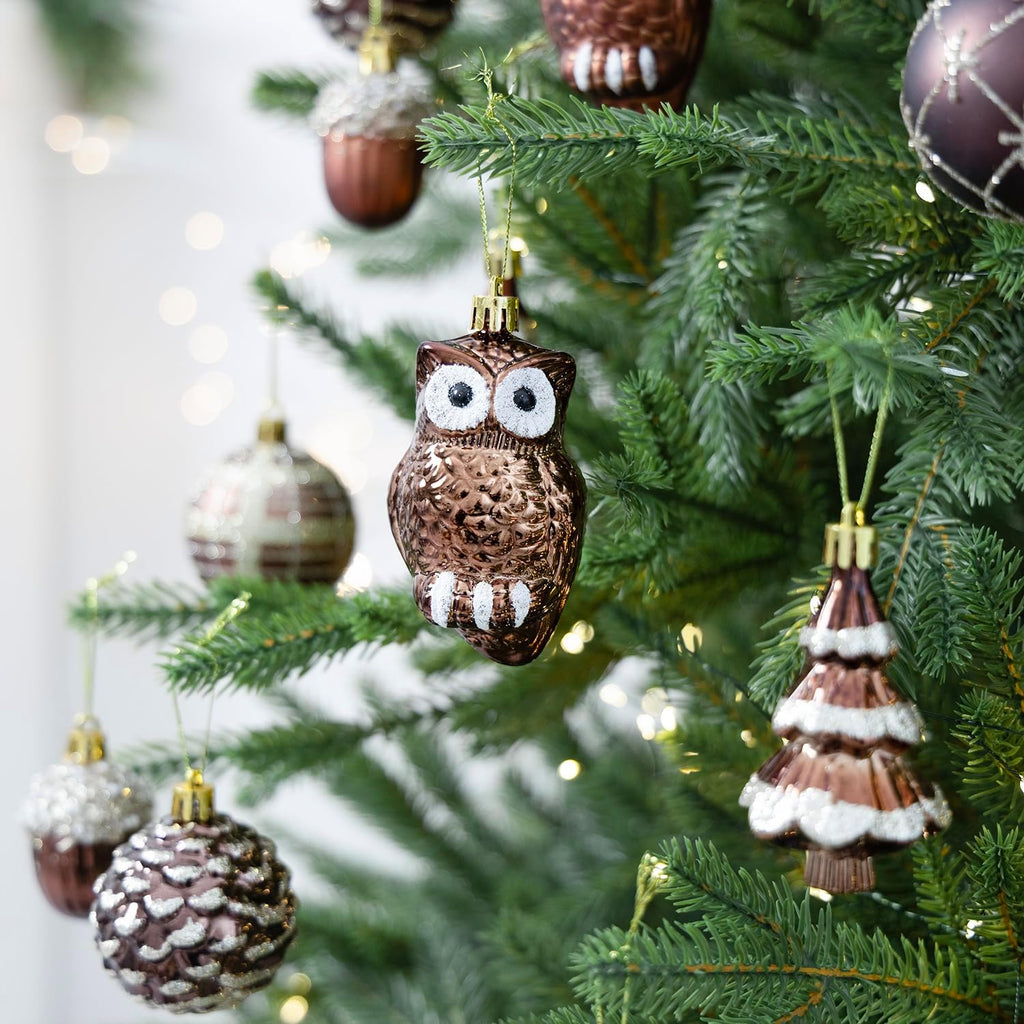 Christmas Ball Ornaments Set, 2.36 Inches Brown Gold Copper Assorted Xmas Tree Ball Ornaments, Shatterproof - Set of 38