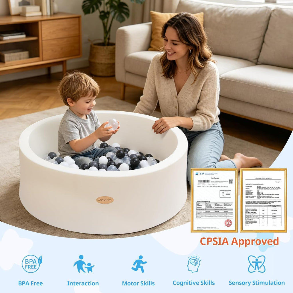 Baby Foam Ball Pit 35.4" for Toddlers, White