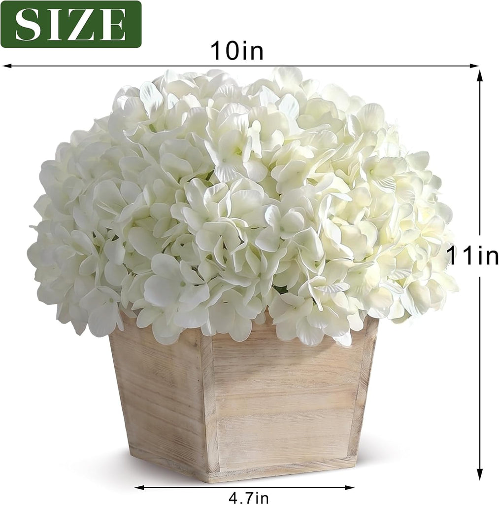 Artificial Hydrangea Flowers in Planter for Table Centerpiece Decor(White)