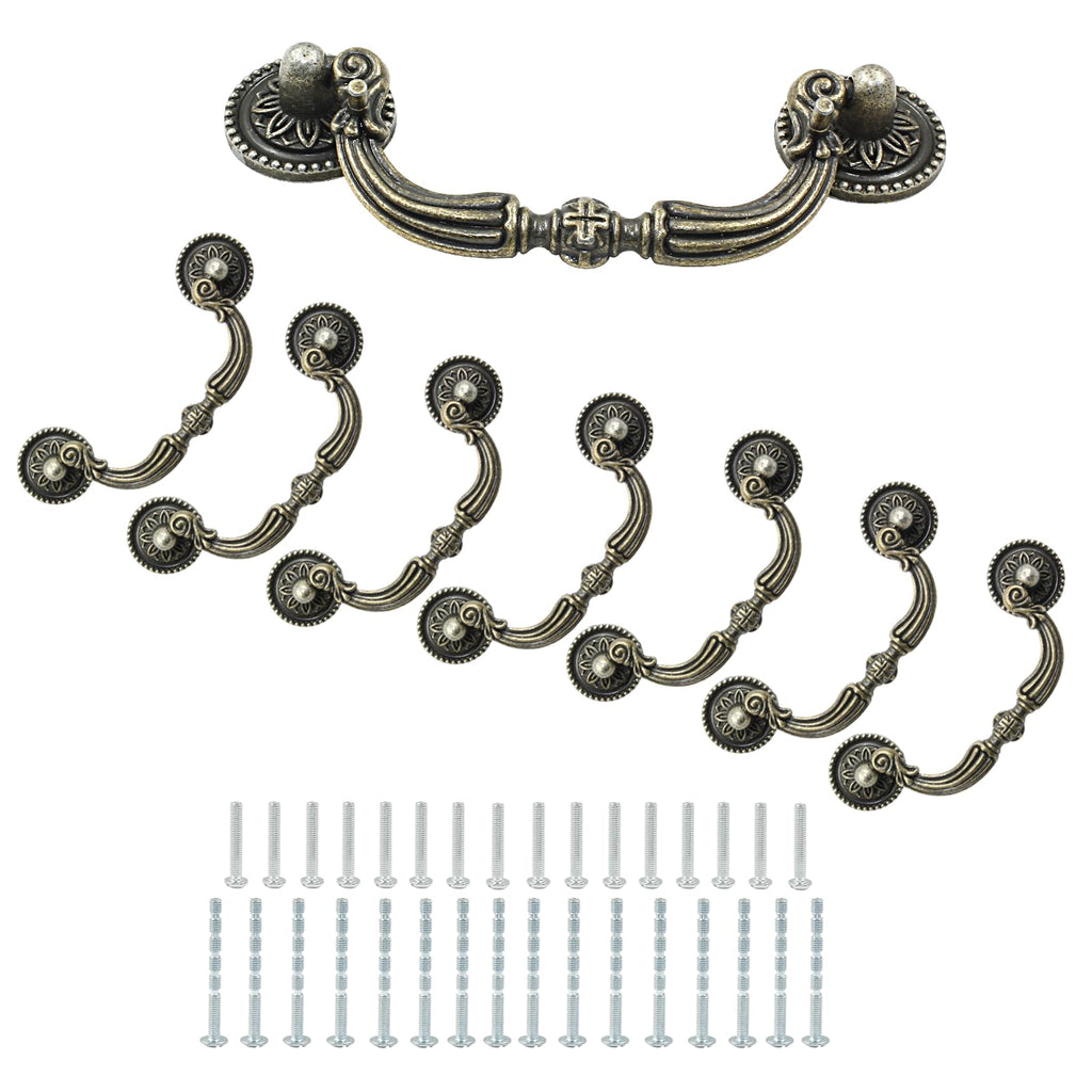 8 Pack 3.5" Hole Center Bail Pull Antique Bronze Drawer Handle