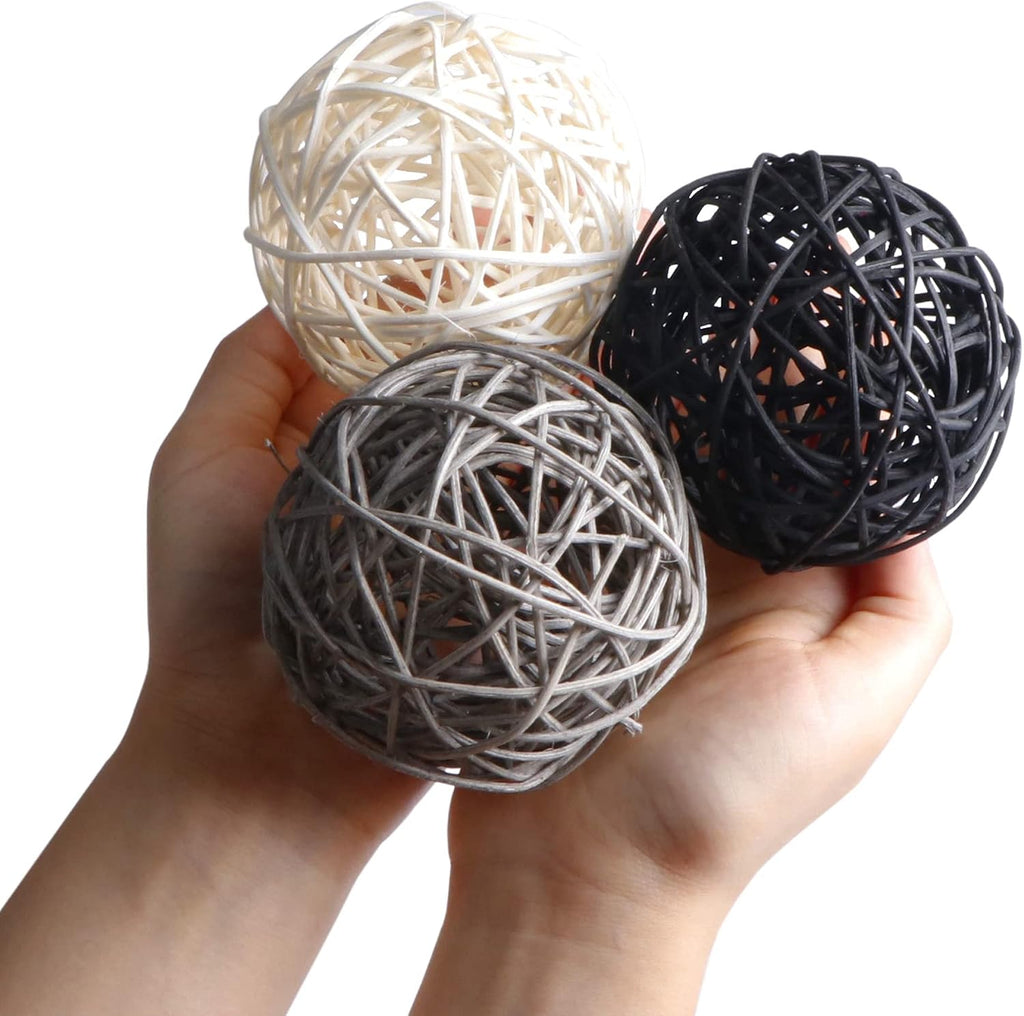 Inch Wicker Balls Decorations, Rattan Balls Decorative Decor DIY Vase Bowl Filler Ornament Baby Room Nursery - Set of 9