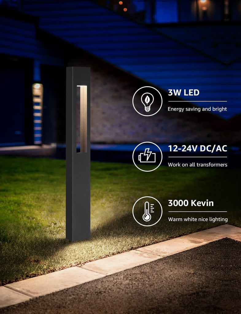 3W LED Low Voltage Landscape Pathway Lights 3000K Black, 8 Pack