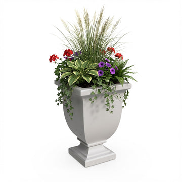 Augusta 26in Self-Watering Tall Square Urn Planter, White