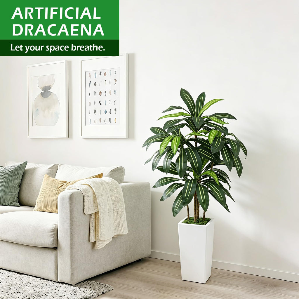 5FT Artificial Dracaena Tree Heavy-Duty Planter, Fake Tree Indoor