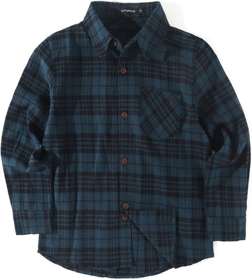 Boys Flannel Shirts Long Sleeve Casual Plaid Button Down Shirts
