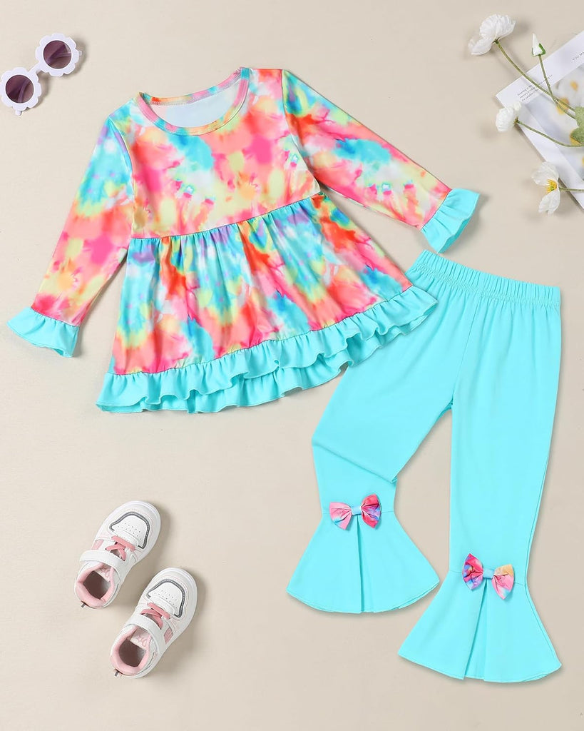 Toddler Girl Clothes Fall Outfit Floral Top Flare Pants Set