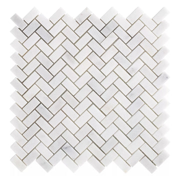 Bianco Herringbone Honed Marble Mosaic Tile 12x12 in Backsplash Bathroom Wall Shower Floor Fireplace Accent Natural