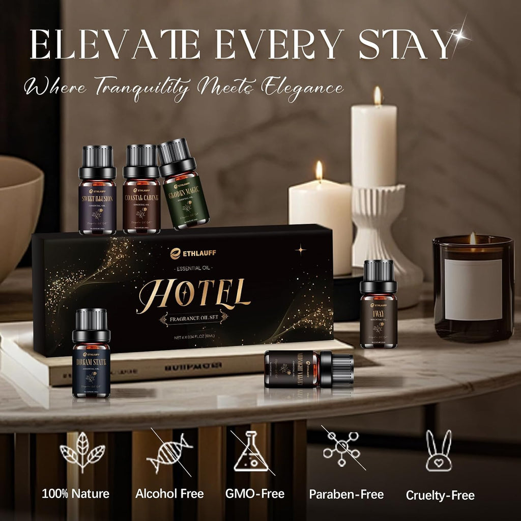 Diffuser Oil, My Way, Dream State, Coastal Cabine, Inspired by The Most Popular 5-Star Hotel Scents, Fragrance Oil - Set of 6