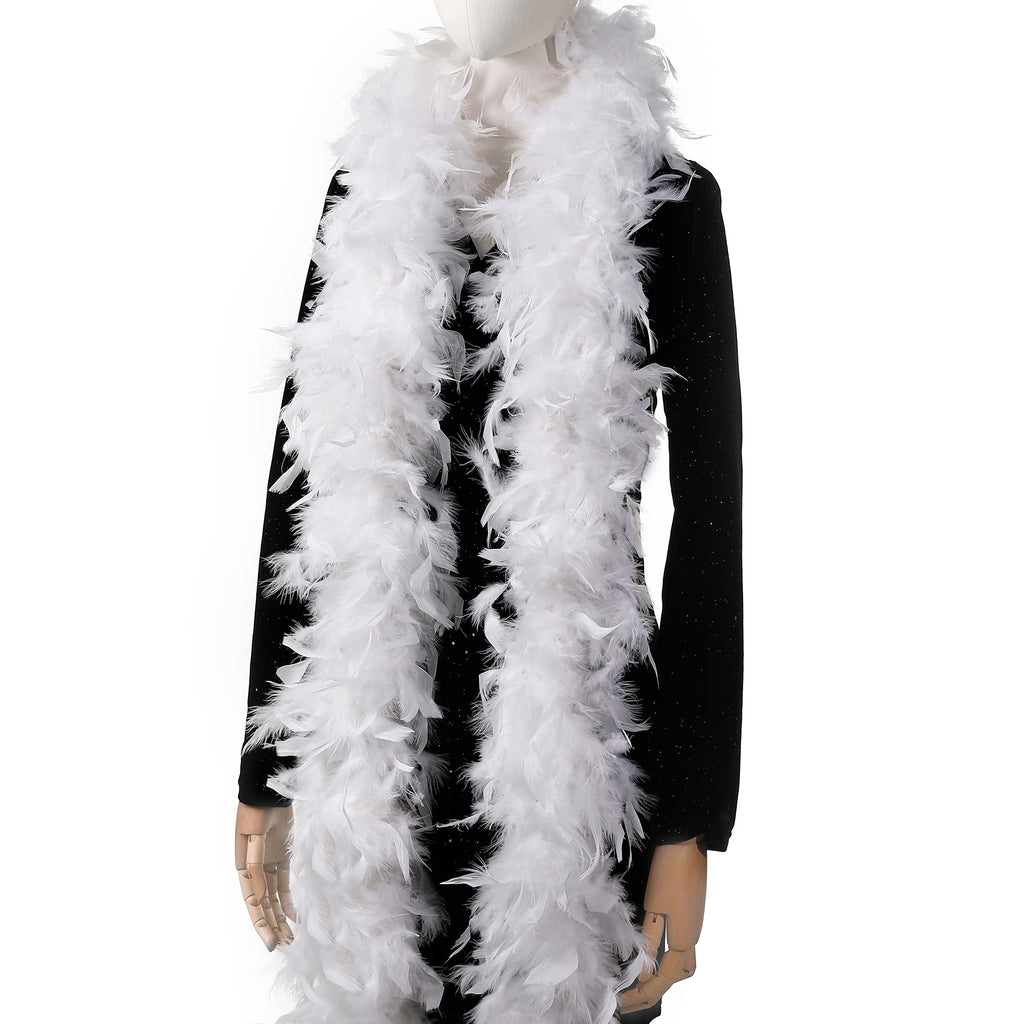 45g Fluffy Turkey White Feather Boas Bulk for Party Decor,2Yards