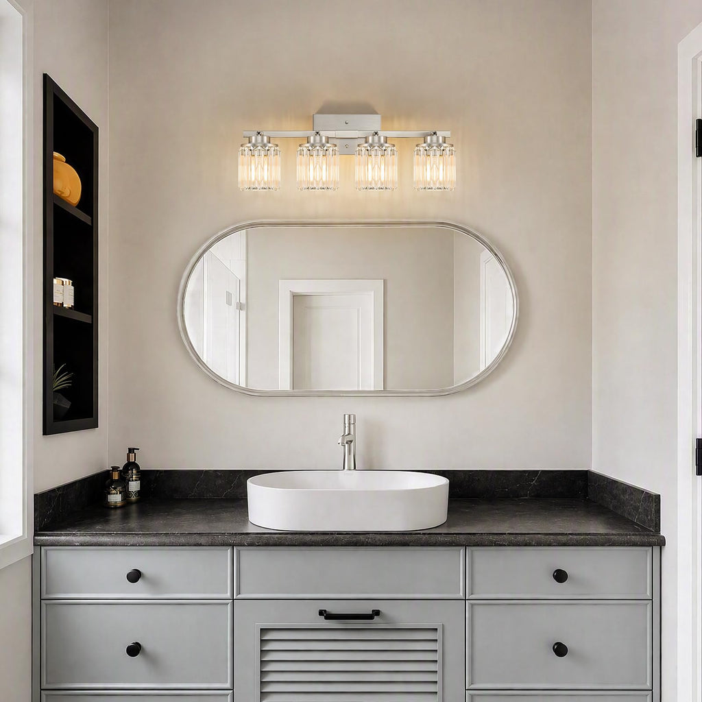 Kitchen Semi Flush Mount Ceiling Light, Brushed Nickel Bathroom Lights
