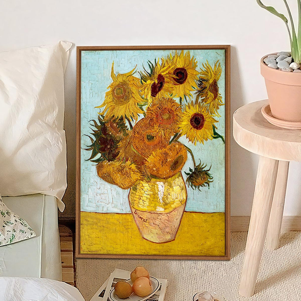 Sunflower Framed Canvas Wall Art Vincent Van Gogh Vintage Floral Print