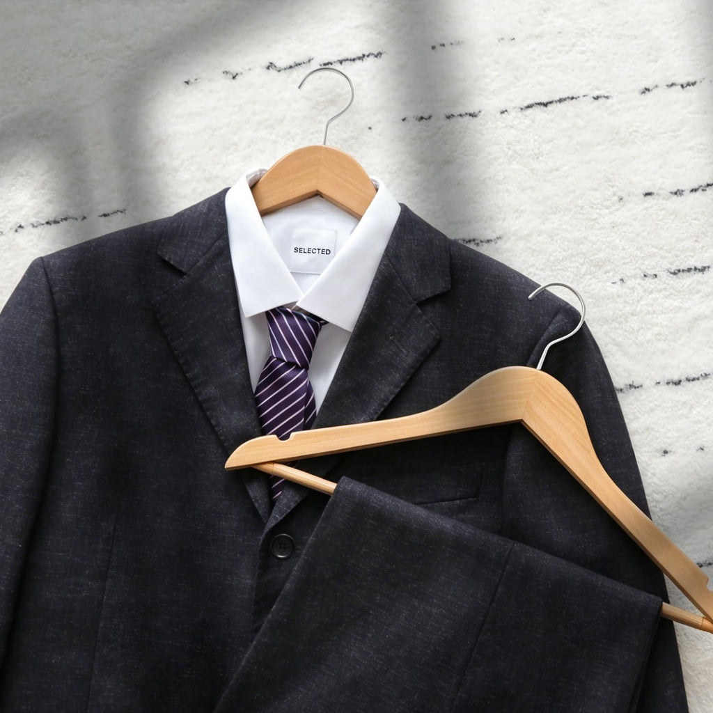 Premium Wooden Hangers with Extra Thick Hook and Non Slip Pants Bar, Luxury Suit Hangers for Closet with Notches for