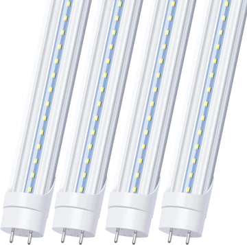 LED Tube Light 4FT, Dual-End Powered, T8 Ballast Bypass, 18W (48W Equivalent), 2160 Lumens, 6000K Cold White, Clear