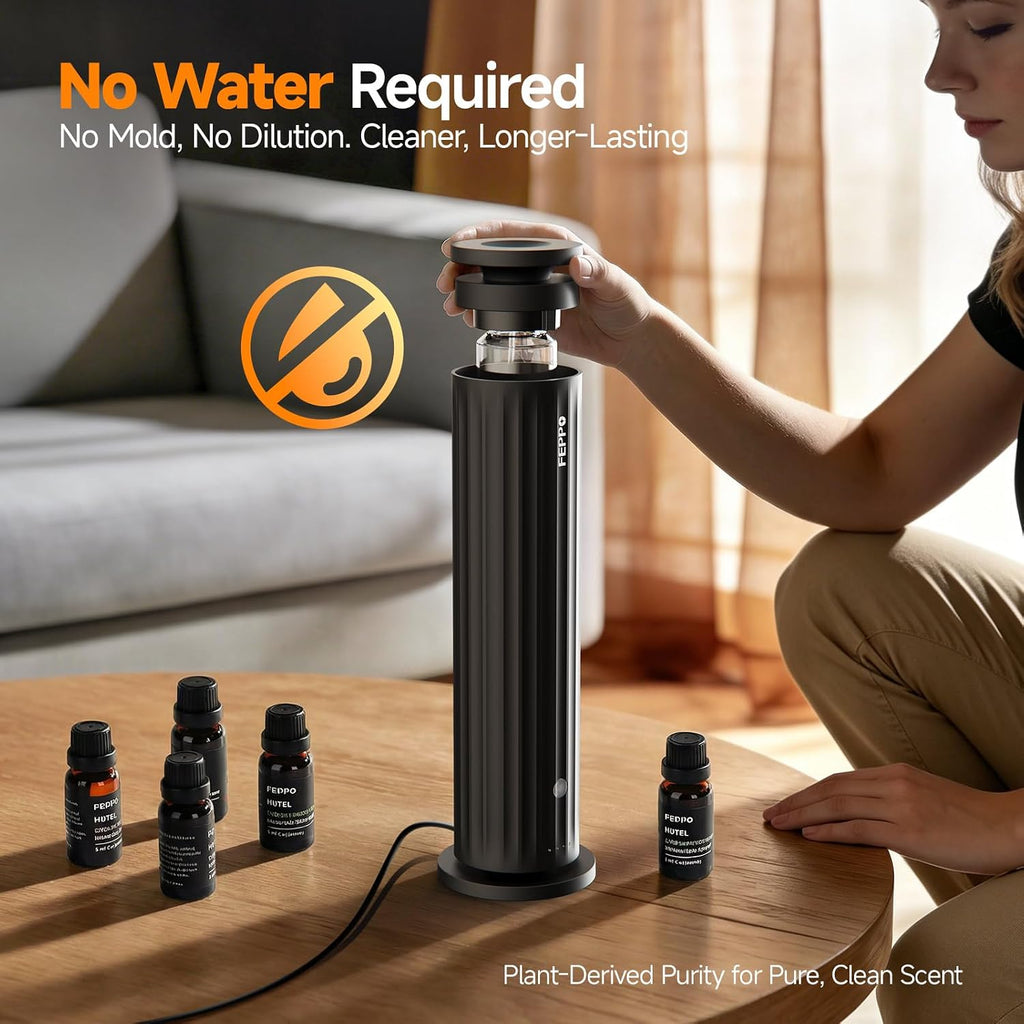 Waterless Diffuser - Diffuser Hotel Office Spa Large Room | Diffuser with 5×20 mL Hotel Scent Oils, 6 Scent Levels, 4