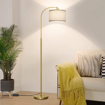 LED Floor Lamp Fully Dimmable Modern Standing Lamp Arc Floor Lamp with Adjustable Drum Shade, Tall Pole Reading Lamp