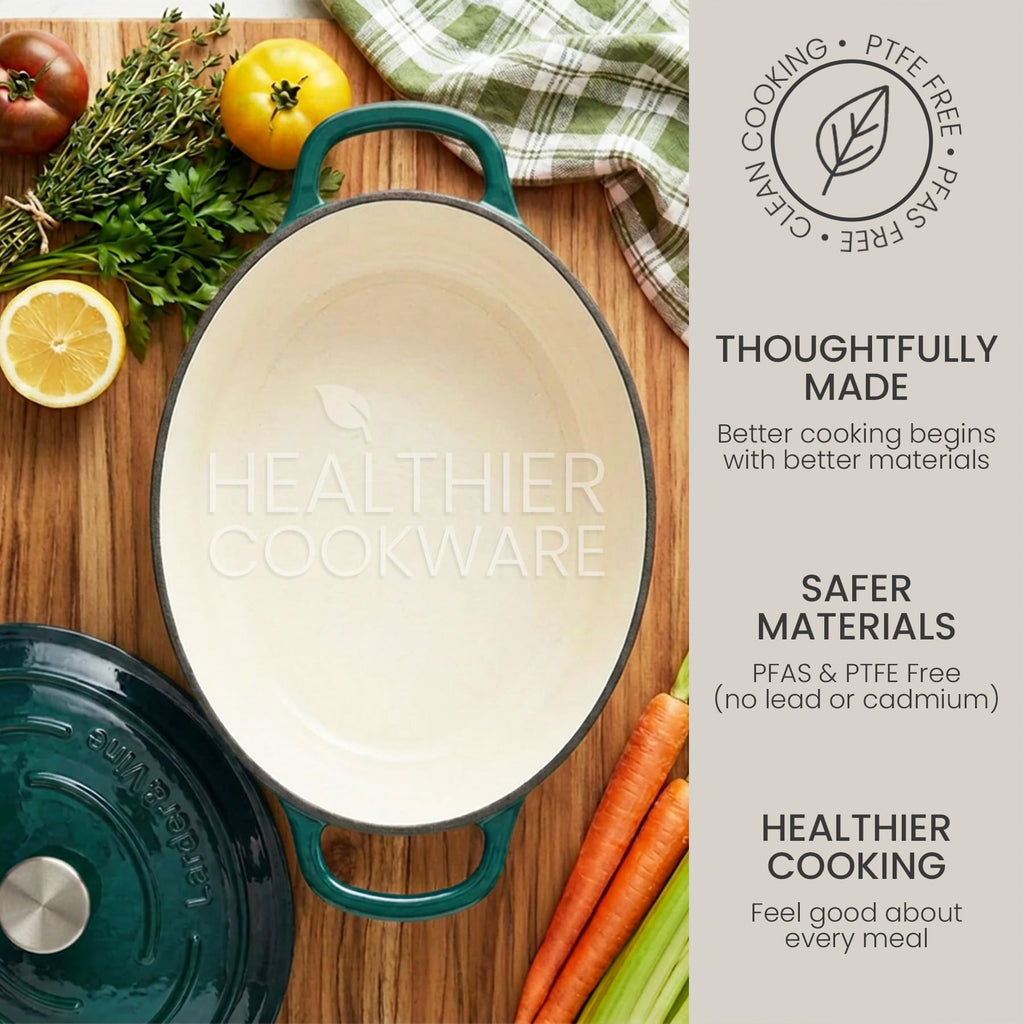 8 qt Oval Enameled Cast Iron Dutch Oven Pot, Bondi