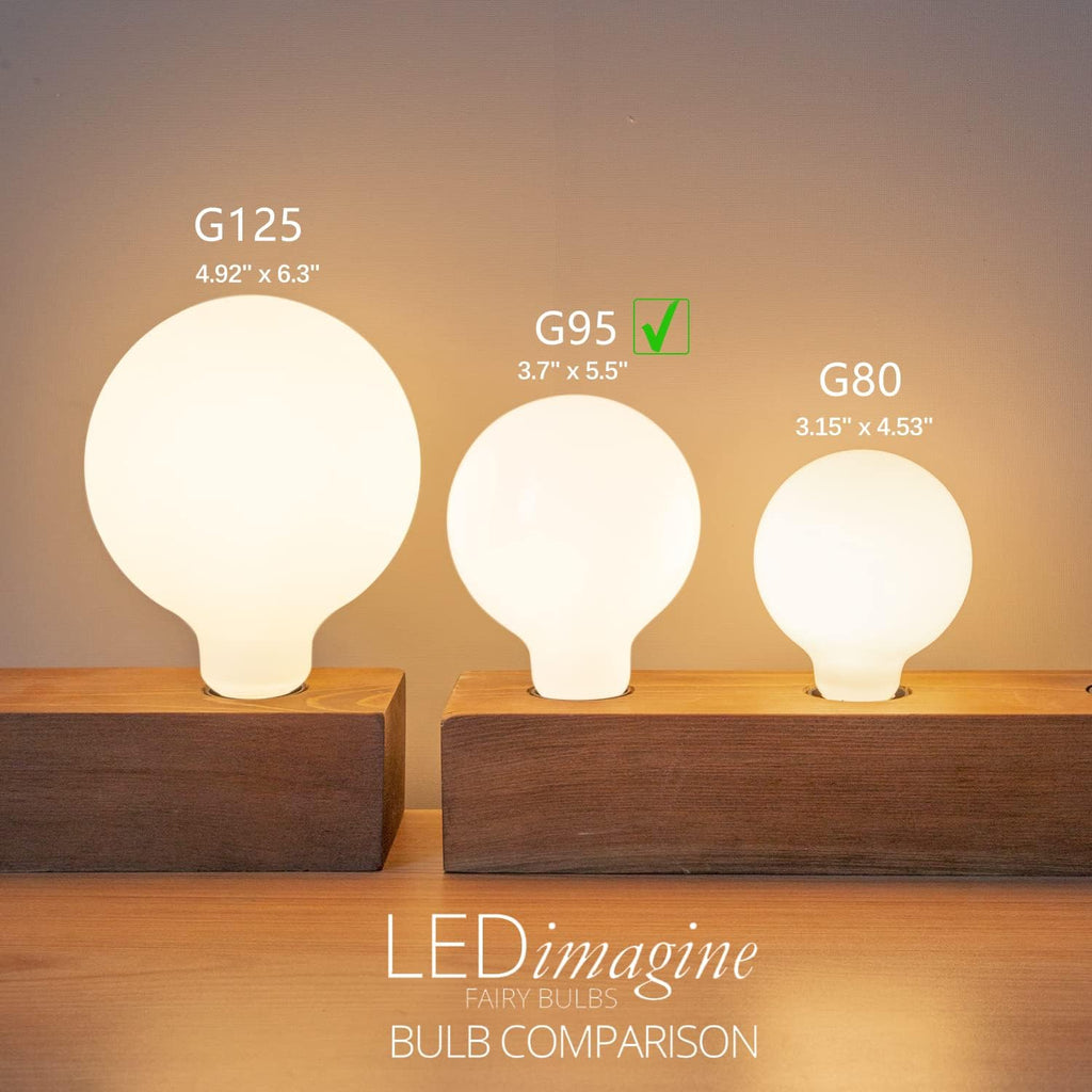 2 Pack G30 Globe LED Light Bulb, Warm White 2700K Dimmable