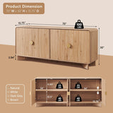 Modern Buffet Cabinet with Storage, 70" Large Sideboard Buffet Storage Cabinet with 4 Doors and Adjustable Shleves