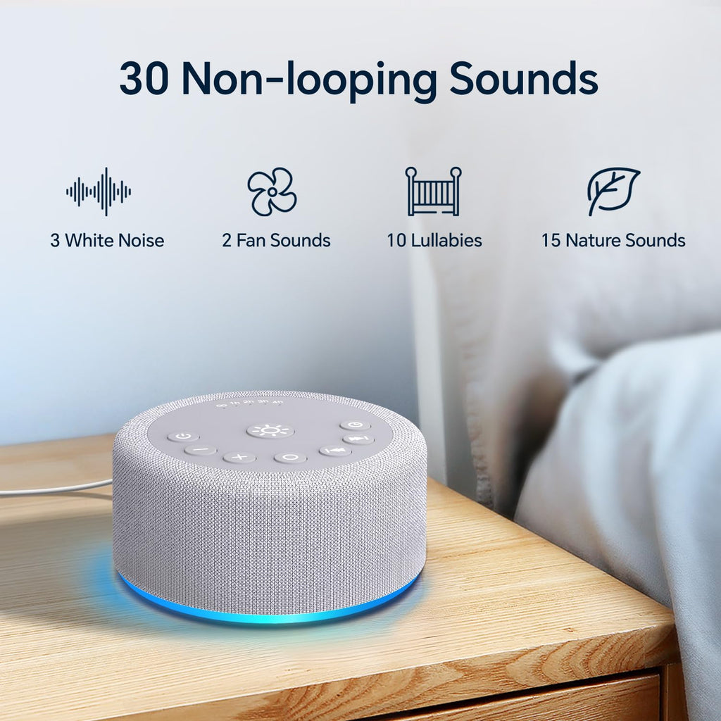 Sound Machine Night Light White Noise Brown Noise Machine 30 Non Looping Sounds 12 Lights 5 Timers 36 Adjustable