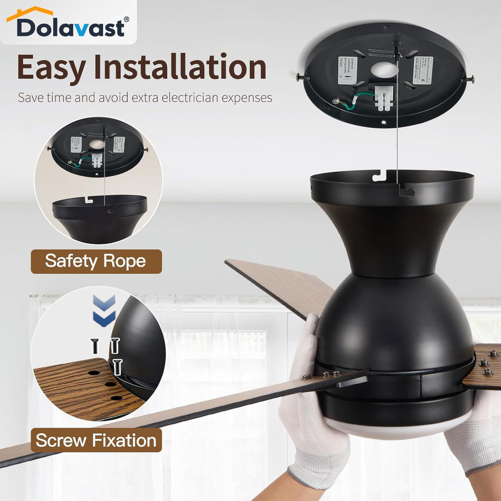 Ceiling Fans with Lights, 48 inch Low Profile Ceiling Fan with Light and Remote Control, Flush Mount, Reversible