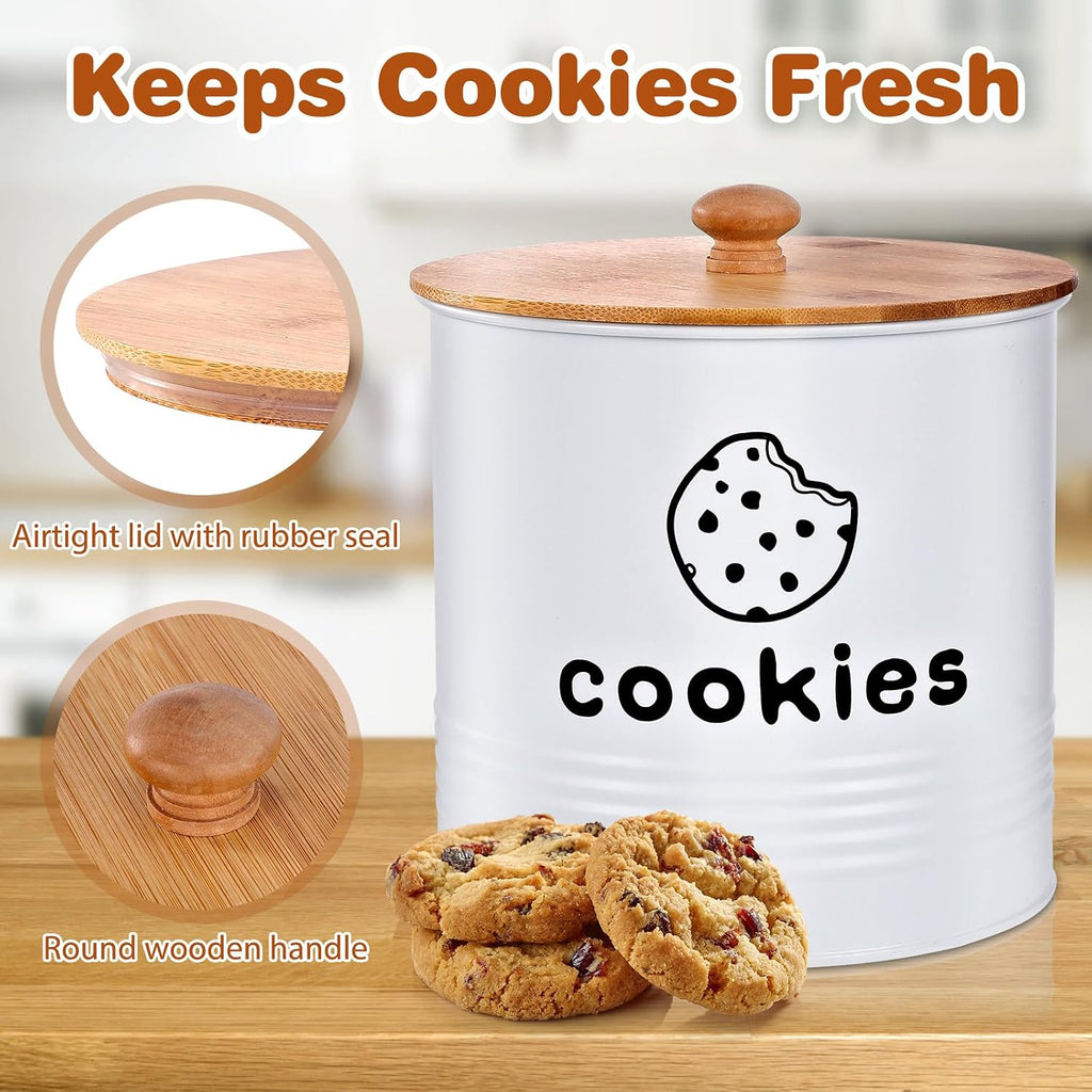 White Cookie Jars with Lids Airtight, 1.5 Gallons Cookie Tins, Large Cookie Jar Counter Decorative for Farmhouse